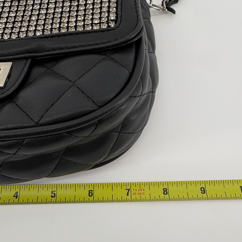 Bam Forever Black Quilted Rhinestone Flap Crossbody Bag - Excellent Condition - Picture 8 of 11